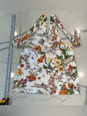 J. Crew White Floral Halter Top with Multicolor Blooms
